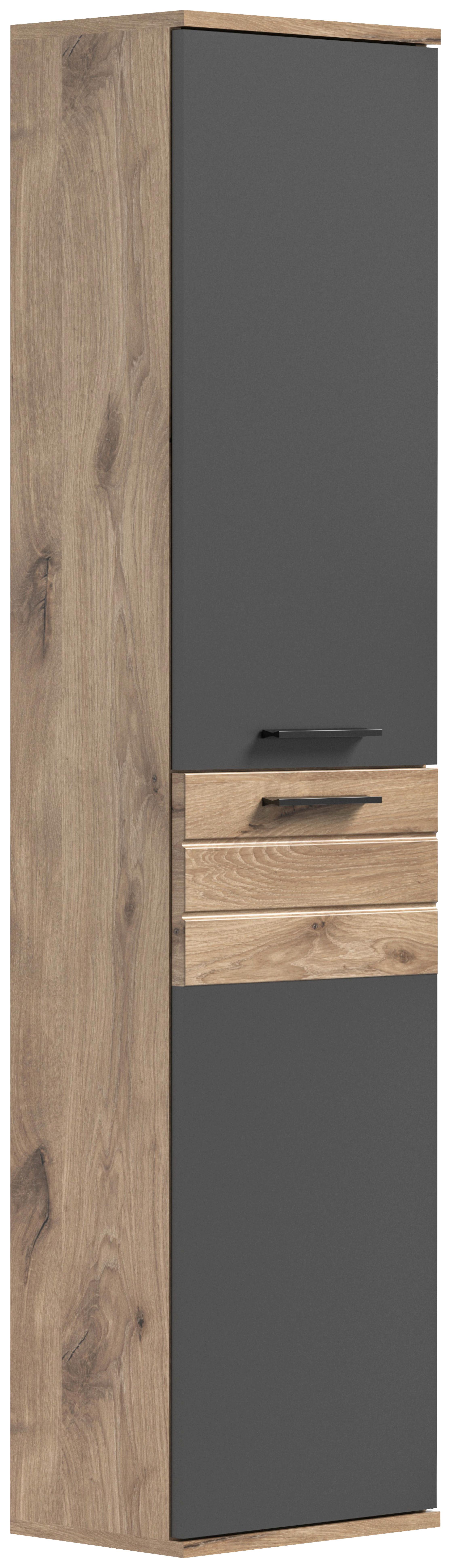 Hochschrank Mason ca. 37x152x24 cm Grau/Eiche - Eichefarben/Grau, MODERN, Holzwerkstoff/Kunststoff (37/152/24cm) - MID.YOU