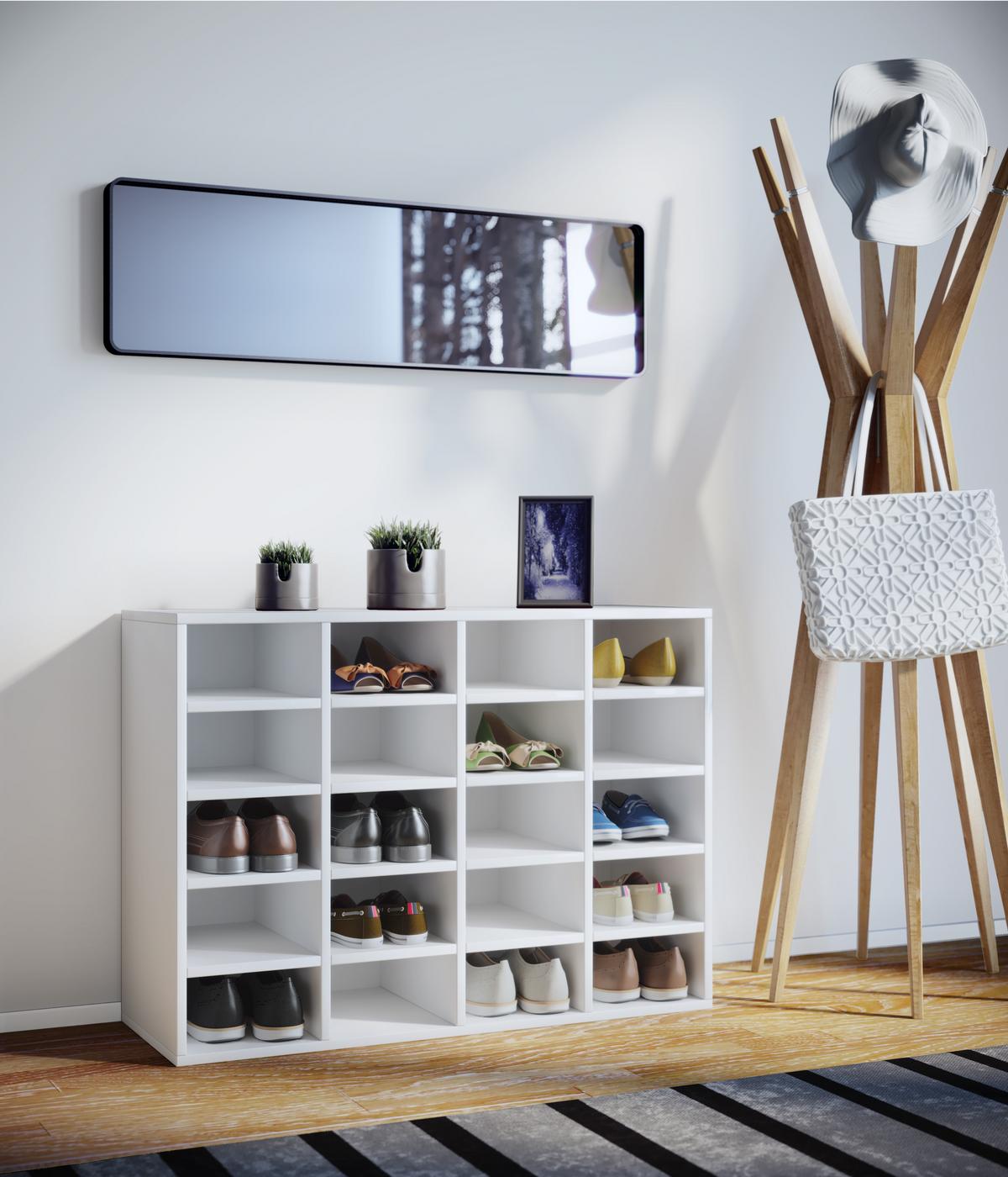 Regal Za Čevlje Hinsol L, Bela - bela, Konvencionalno, leseni material (92/67/33cm) - MID.YOU
