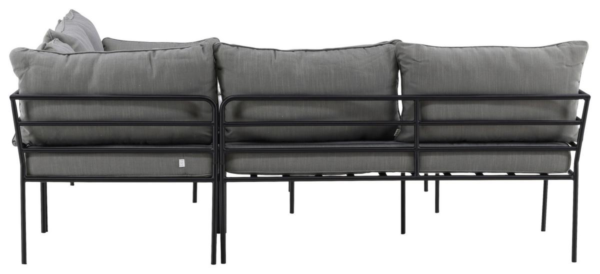 Loungegarnitur Penh Grau/Schwarz Tisch Akazie - Schwarz/Grau, KONVENTIONELL, Holz/Metall - Gardenson