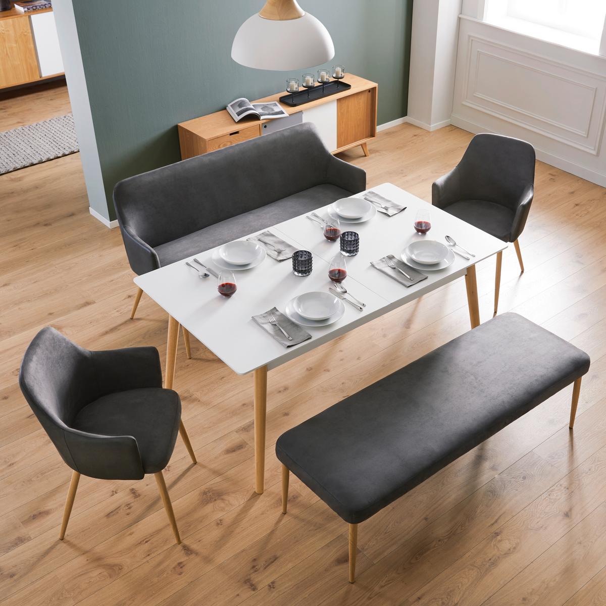 Sitzbank "Chrisi", dunkelgrau - Dunkelgrau, MODERN, Textil/Metall (150/84/54cm) - Bessagi Home
