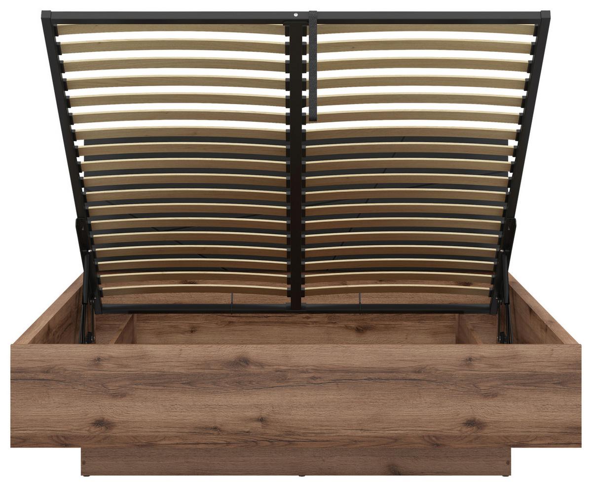 Bett Forn ca. 160x200 cm Schwarz/Eiche - Eichefarben/Schwarz, MODERN, Holzwerkstoff (160/200cm) - MID.YOU