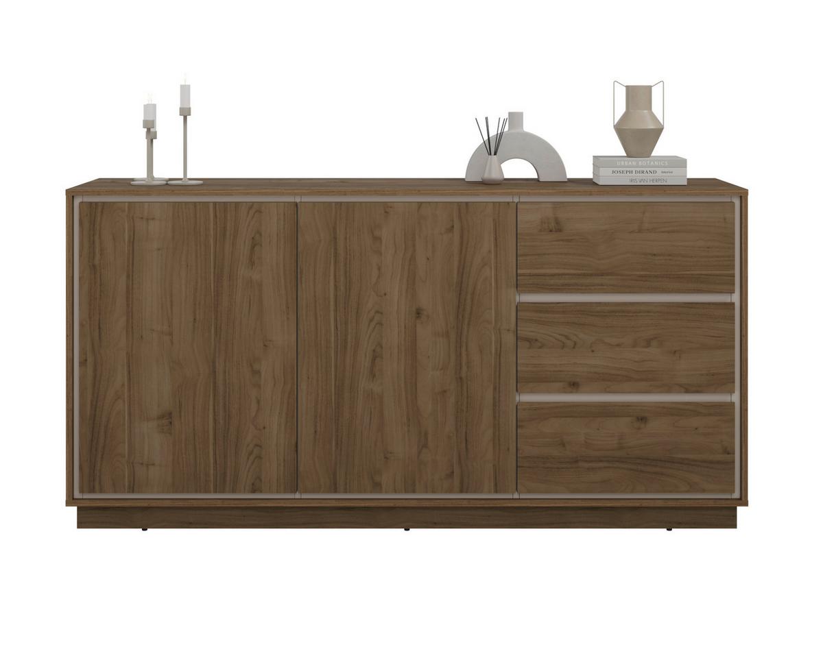 Komód Cosme - kasmírszínű/diószínű, Modern, faalapú anyag (167/84/40cm)