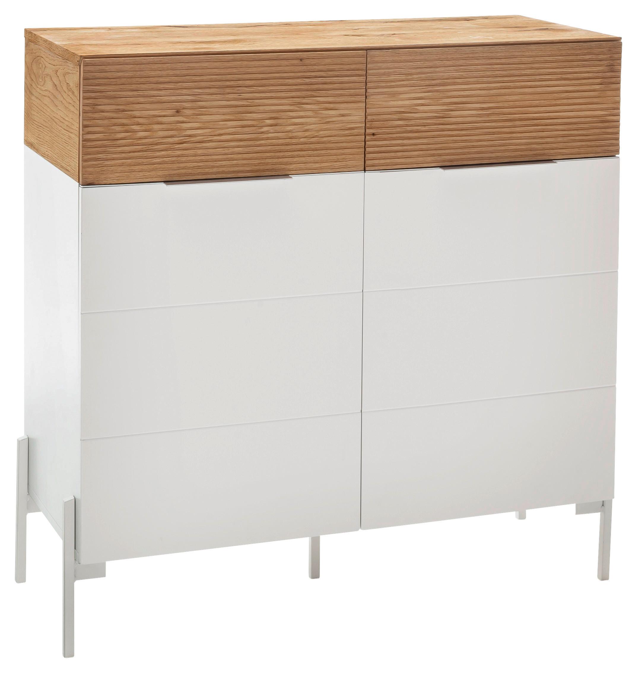 Komoda Dubai -Exklusiv- - barve hrasta/bela, Moderno, kovina/leseni material (93/92/40cm) - Premium Living