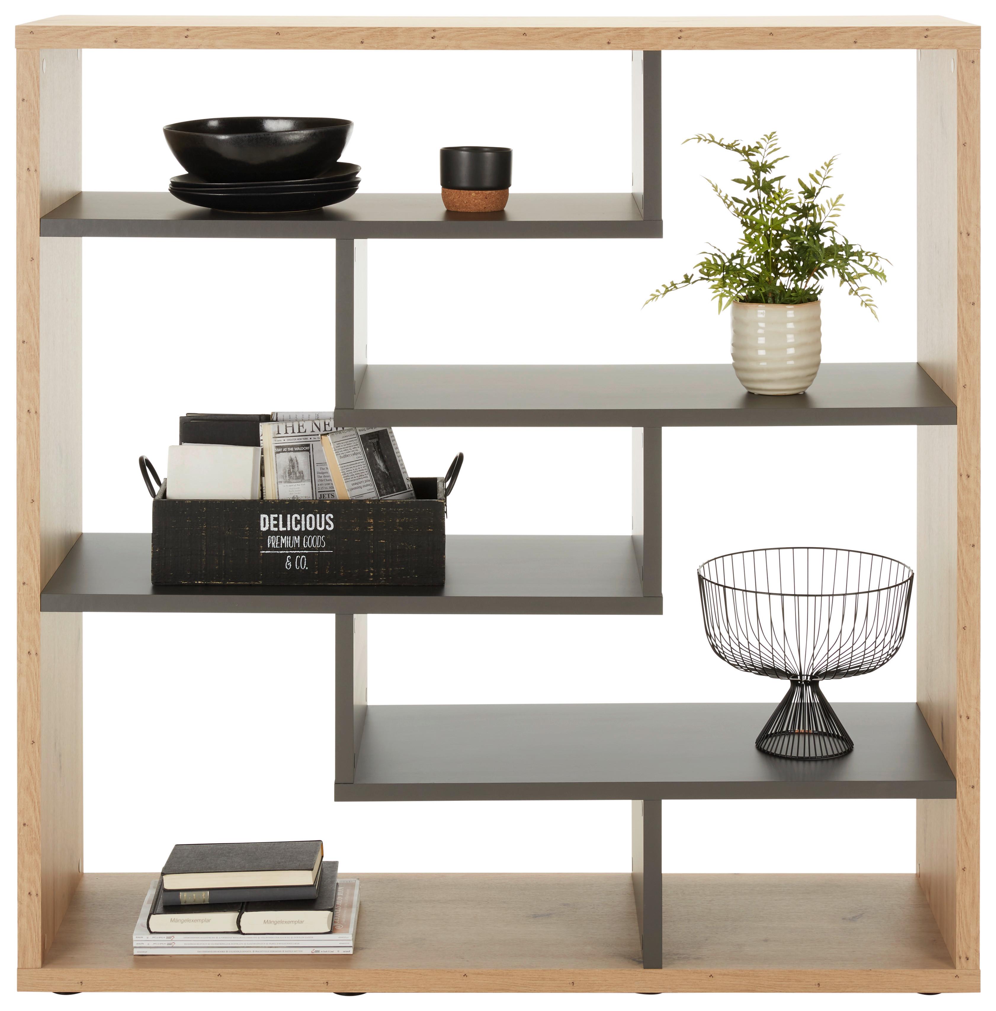 Raumteiler in Anthrazit/Eichefarben - Eichefarben/Anthrazit, Modern, Holzwerkstoff/Kunststoff (130/134/40cm) - Premium Living