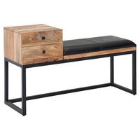 Zsámoly Mid.you - fekete, Modern, bőr/fa (100/60/35cm) - MID.YOU