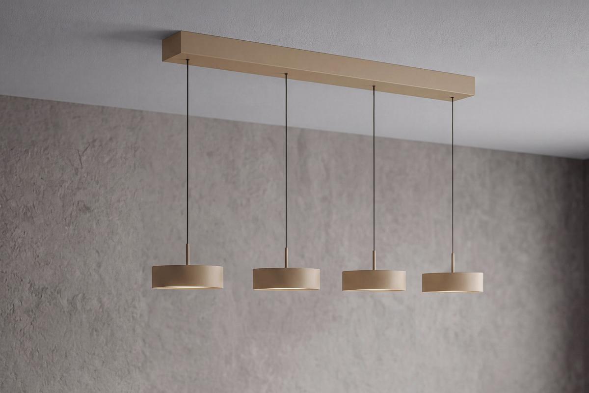 LAMPA WISZĄCA LED BELLEVUE *DK* - kolor piaskowy, Design, metal (118/17,5/180cm) - Dieter Knoll
