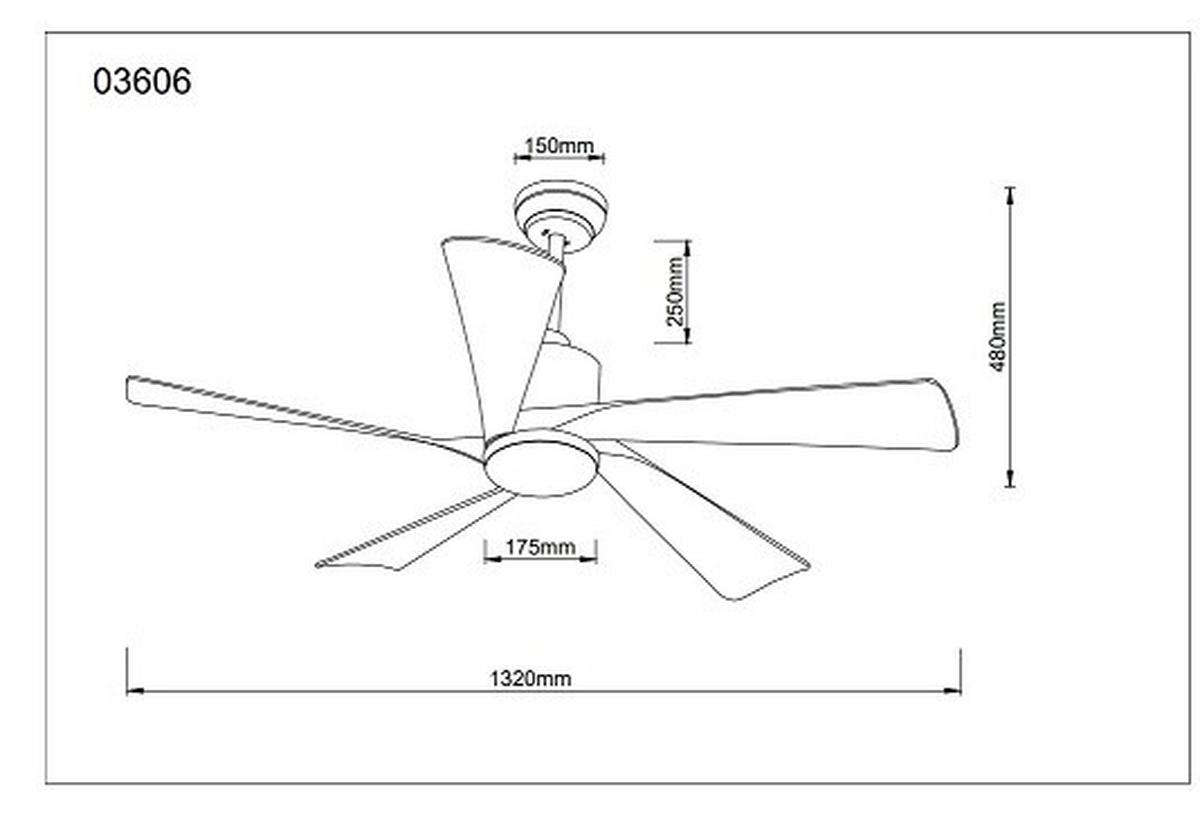 Mennyezeti Ventilátor 03606 Modesto - világosszürke/sötétbarna, Basics, műanyag/fém (132/48cm)