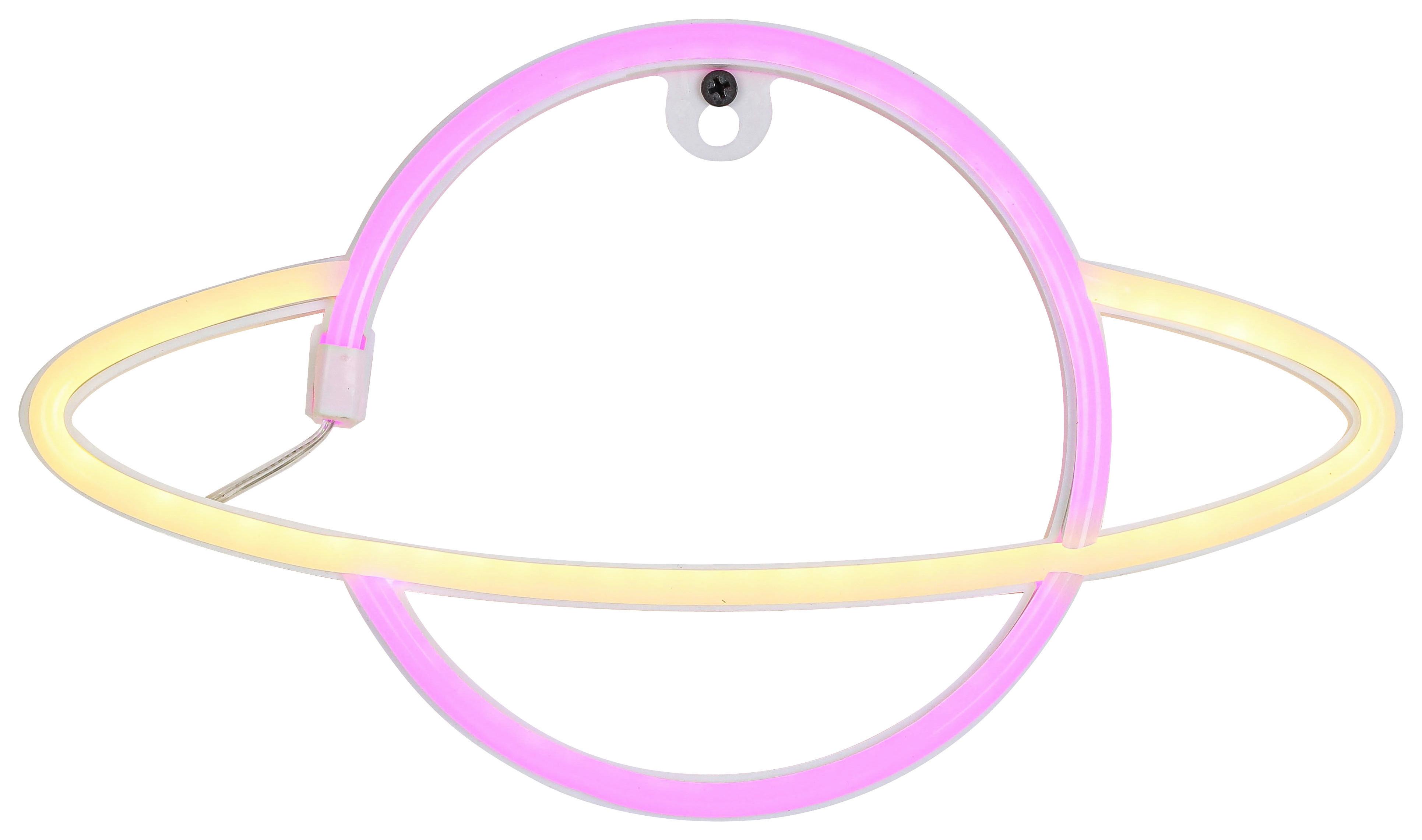 LED-Dekoleuchte Planeti Rosa/Weiß max. 1,2 Watt - Rosa/Weiß, KONVENTIONELL, Kunststoff (29,3/17,5/1,7cm) - Mömax