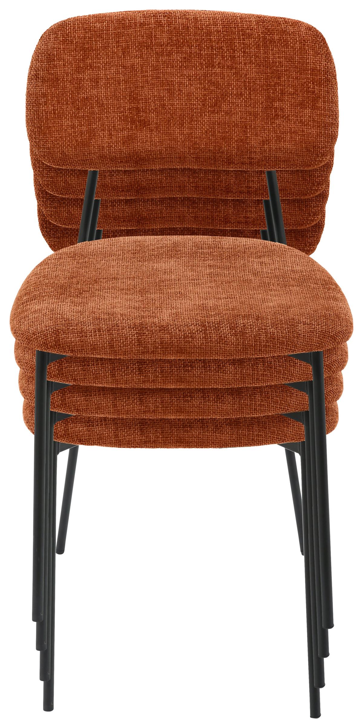 Stuhl Lara Braun, stapelbar - Rostfarben/Schwarz, MODERN, Textil/Metall (44/78,5/49cm) - Mömax