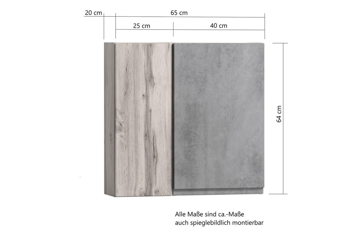 Hängeschrank Varese ca. 65x64 cm Weiß/Eiche - Eiche Wotan/Weiß, MODERN, Holzwerkstoff (65/64/20cm) - Held