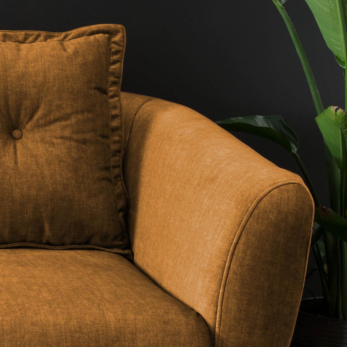 2,5-Sitzer-Sofa Baggio Gelb Velours - Gelb/Buchefarben, MODERN, Holz/Textil (196/94/103cm) - Livetastic