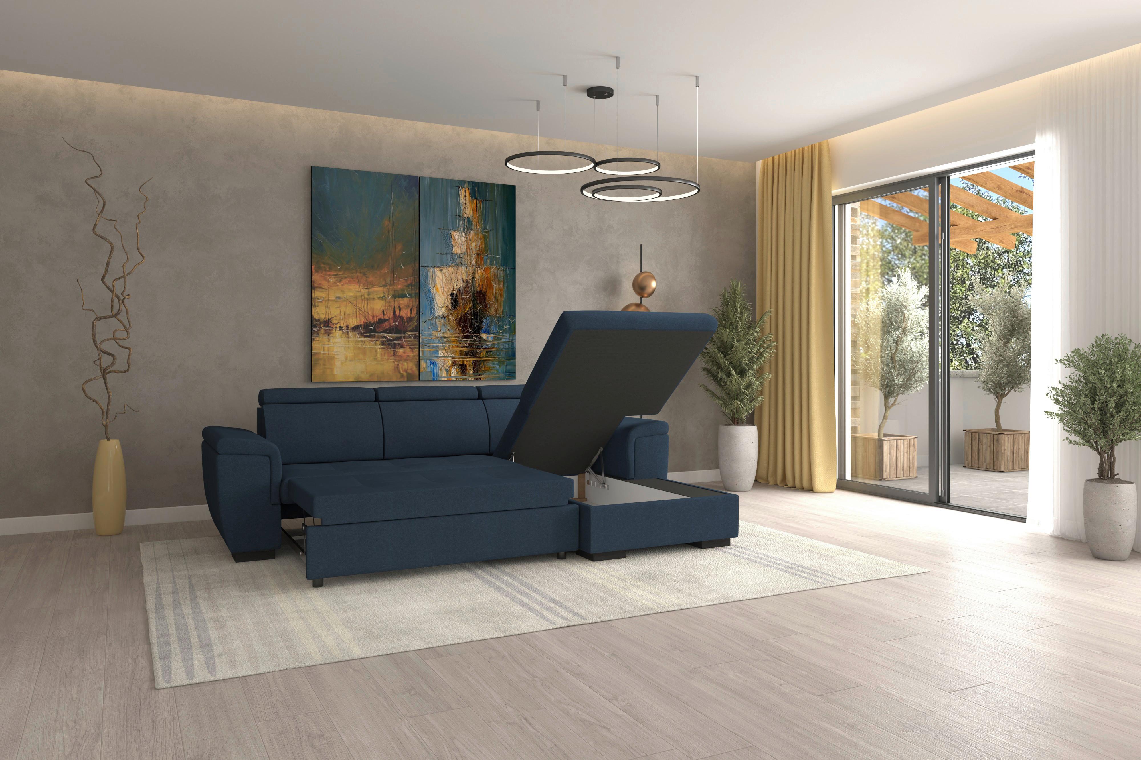 Ülőgarnitúra Paris - sötétkék/fekete, Modern, faalapú anyag/textil (275/100/180cm) - Mömax