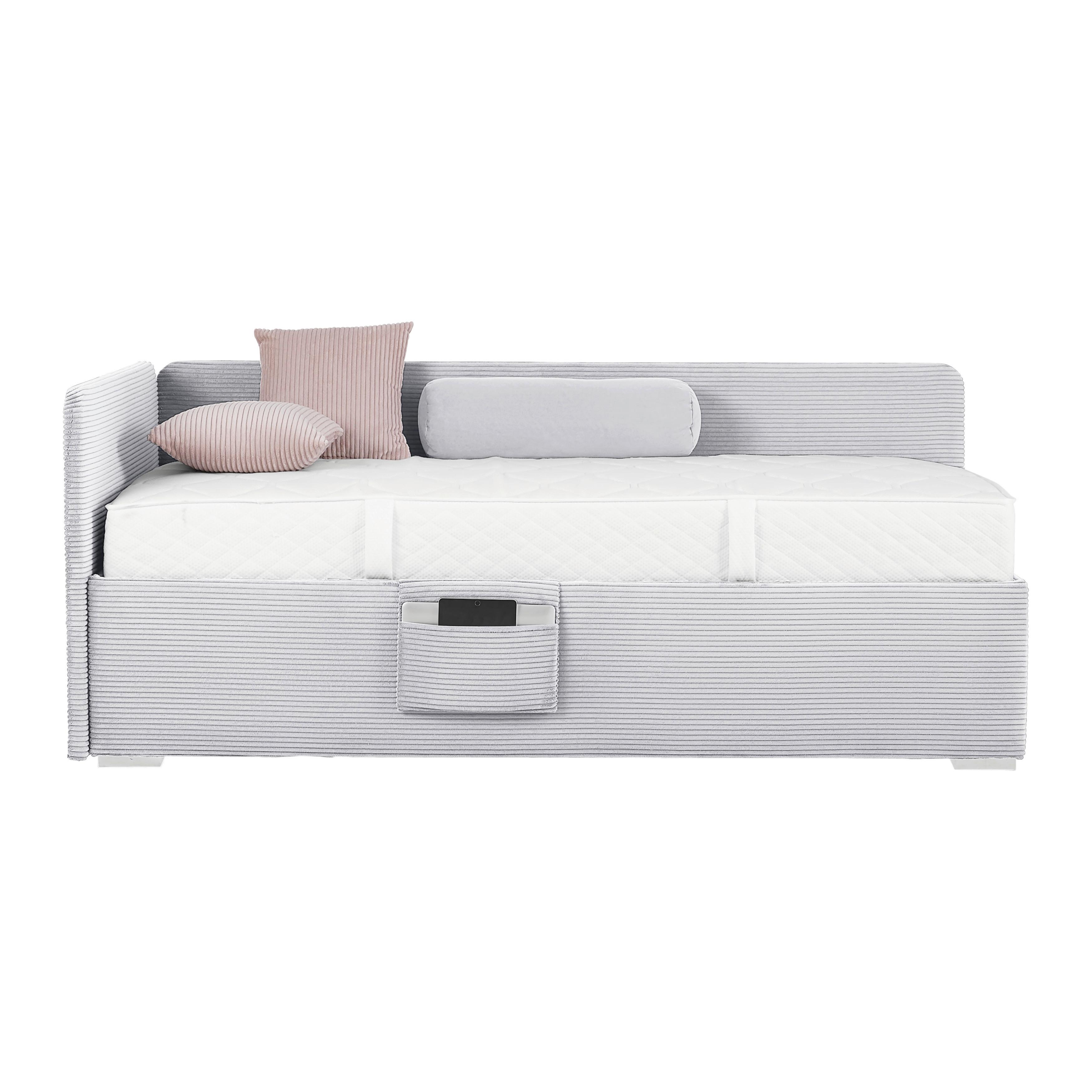 Bett Remi Hellgrau ca. 90x200cm - Chromfarben/Hellgrau, KONVENTIONELL, Holz/Kunststoff (90/200cm) - Mömax