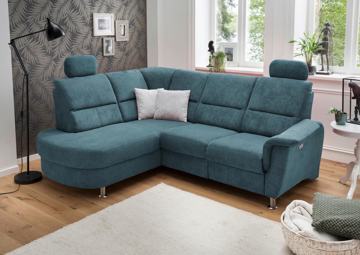 Wohnlandschaft Parole Denim Mikrofaser - Chromfarben, KONVENTIONELL, Textil/Metall (184/231cm) - Livetastic