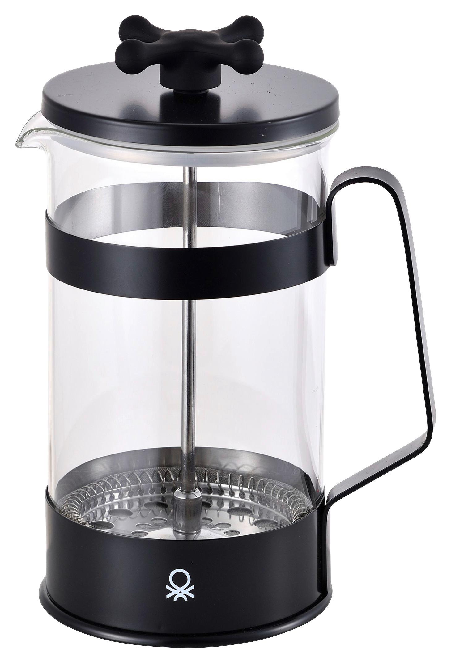 Kaffeebereiter Benetton in Schwarz ca. 600ml - Edelstahlfarben/Transparent, Basics, Glas/Kunststoff (13,3/9,2/18,1cm) - Benetton