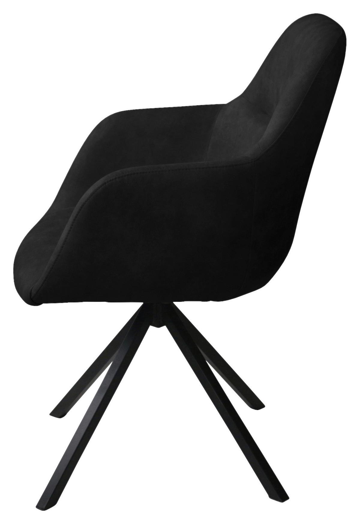 KRZESŁO Z PODŁOKIETNIKAMI VENEDIG - antracytowy/czarny, Design, metal/tkanina (57/85,5/65cm) - Voleo