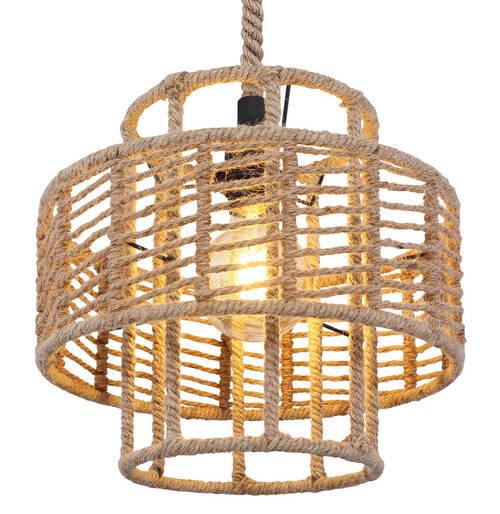 Hängeleuchte Ulleu Braun/Schwarz max. 60 Watt - Schwarz/Braun, Basics, Naturmaterialien/Metall (35/120cm) - Globo