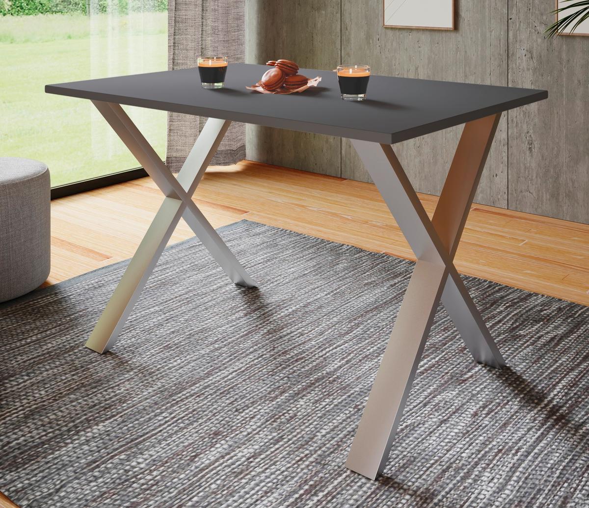 SCHREIBTISCH LONA - Anthrazit/Silberfarben, Design (160/76/80cm) - MID.YOU
