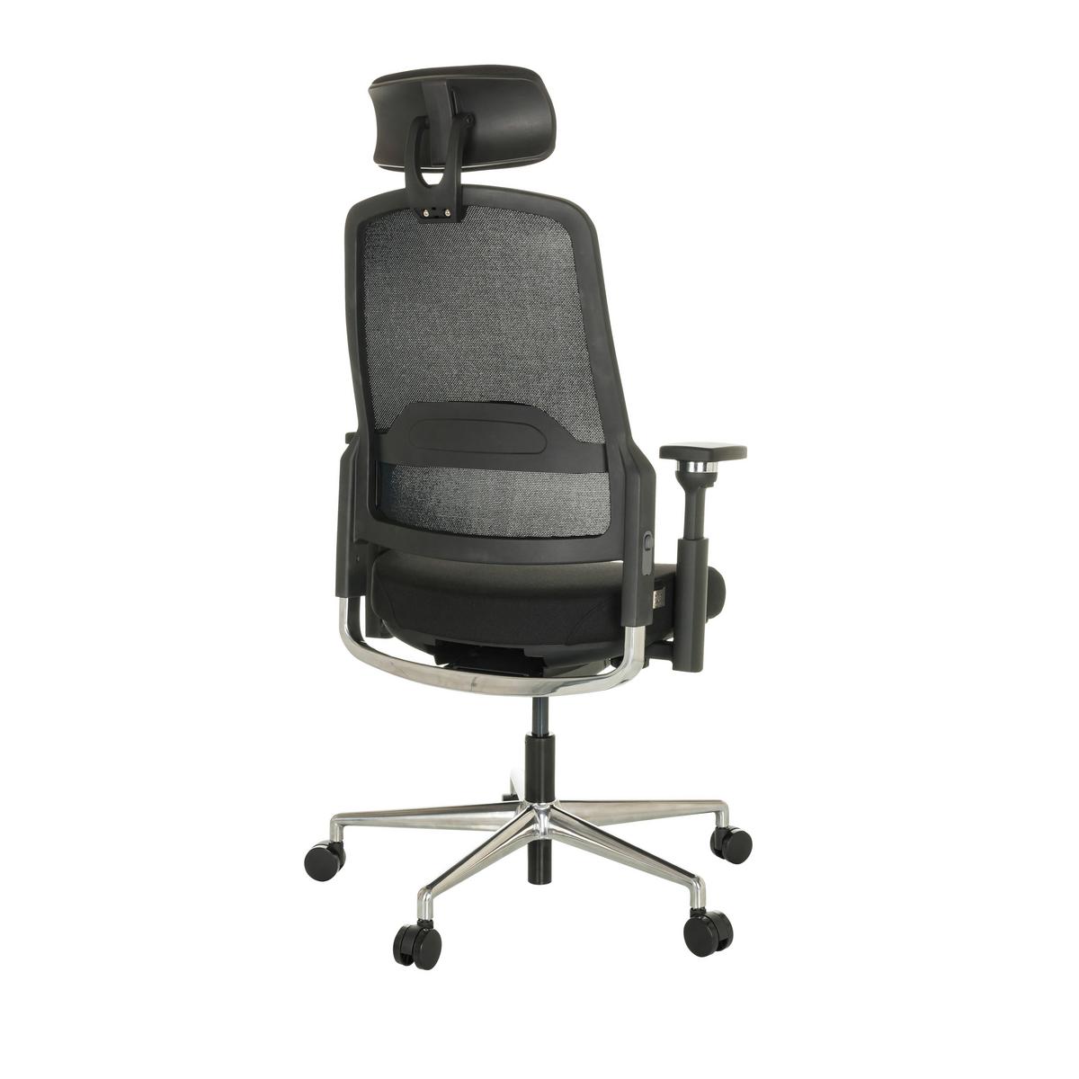 Drehstuhl Teraro AX Schwarz - Silberfarben/Schwarz, Basics, Kunststoff/Textil (65/111-126/61cm) - MID.YOU