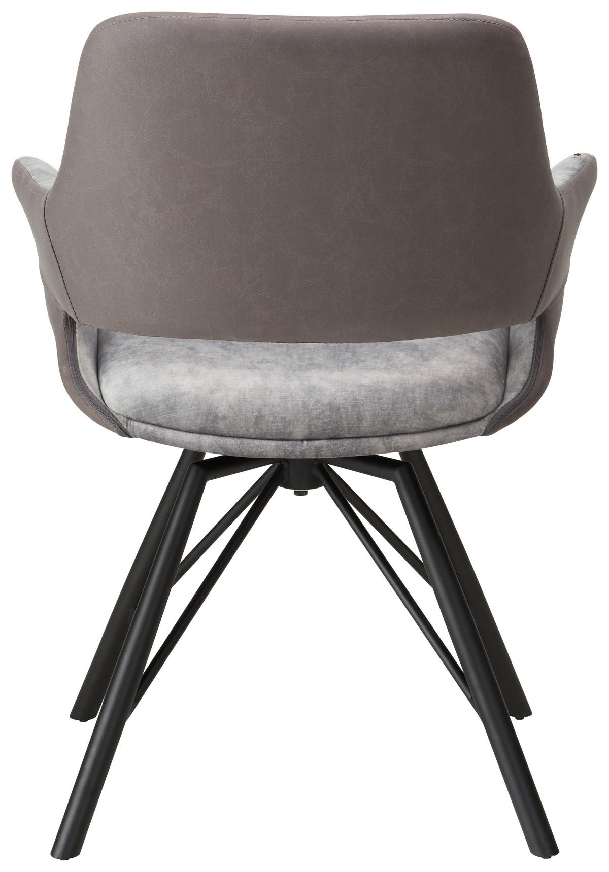 Naslanjač Adriana Vrtljiv, Siva - siva/črna, Moderno, kovina/tekstil (61/85/62,5cm) - Premium Living