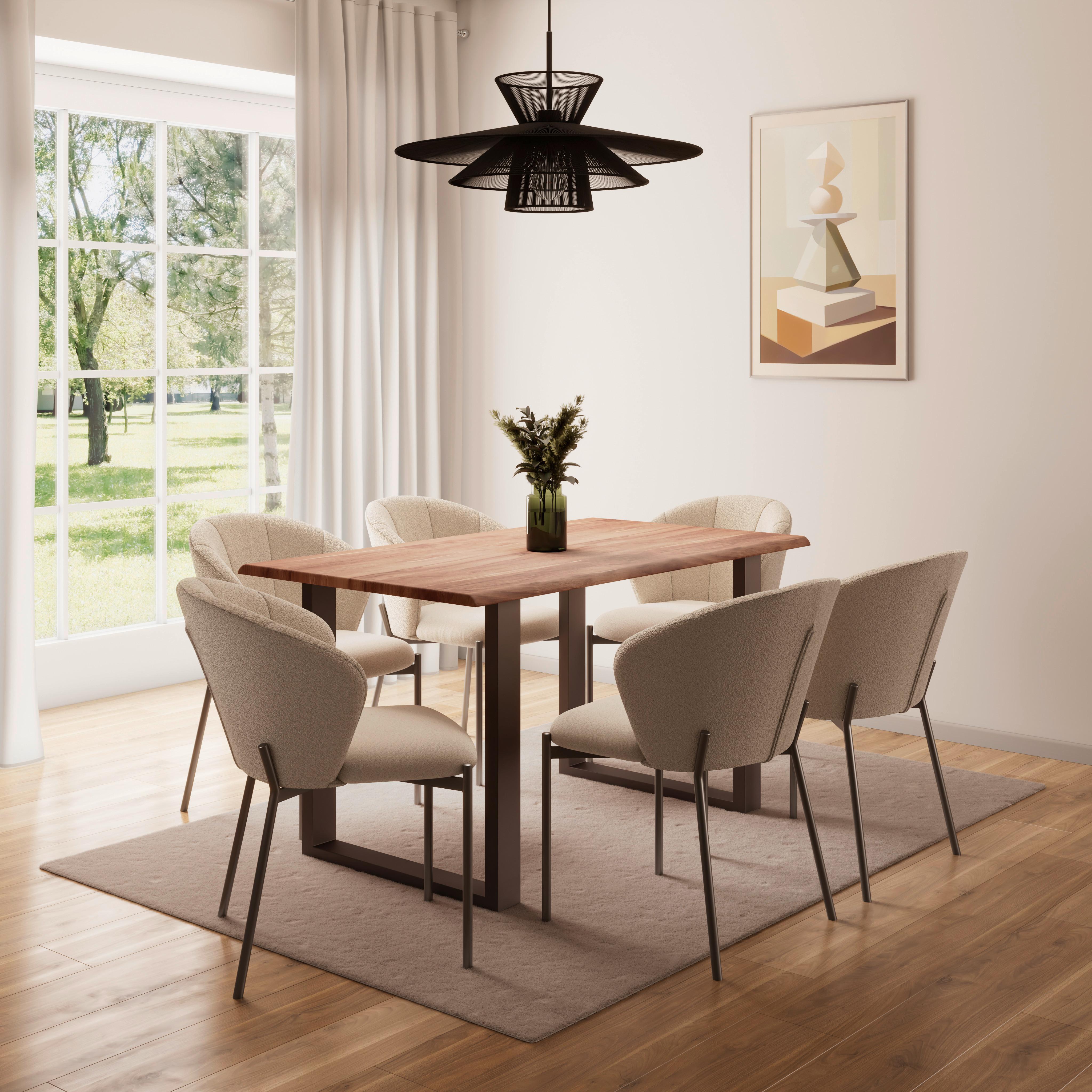Stuhl Zoey Beige Chenille Gepolstert - Beige/Schwarz, MODERN, Holz/Textil (48/79/61cm) - Bessagi Home