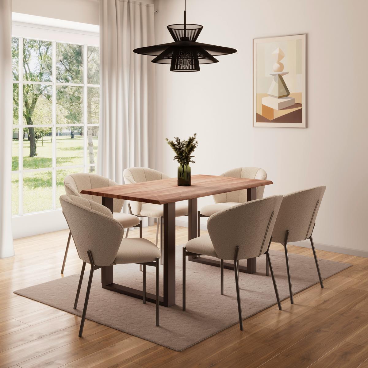 Stuhl Zoey Beige Chenille Gepolstert - Beige/Schwarz, MODERN, Holz/Textil (48/79/61cm) - Bessagi Home