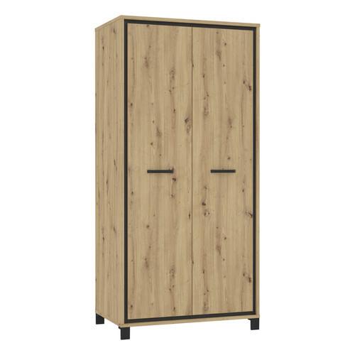 Kleiderschrank "Trondheim" , Schwarz, Eiche - Eichefarben/Schwarz, Basics, Holzwerkstoff/Kunststoff (99,1/209/60,3cm)