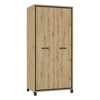 Kleiderschrank "Trondheim" , Schwarz, Eiche - Eichefarben/Schwarz, Basics, Holzwerkstoff/Kunststoff (99,1/209/60,3cm)