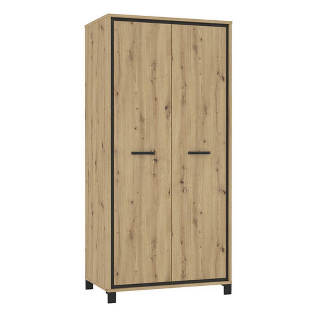 Kleiderschrank "Trondheim" , Schwarz, Eiche - Eichefarben/Schwarz, Basics, Holzwerkstoff/Kunststoff (99,1/209/60,3cm)