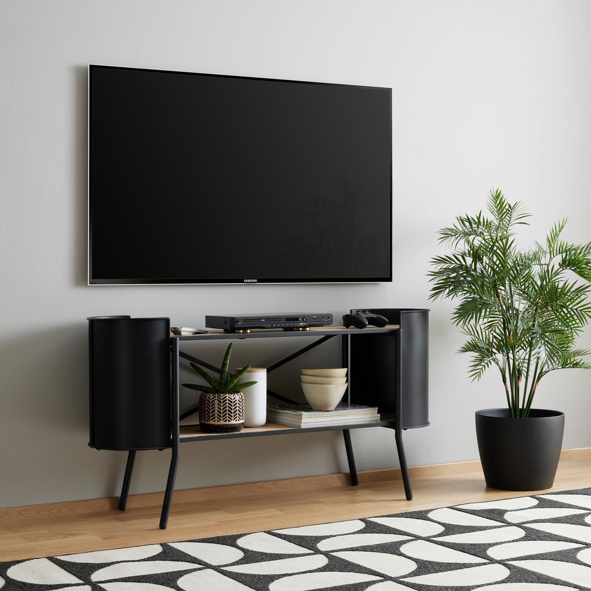 Lowboard in Natur/Schwarz - Schwarz/Naturfarben, Lifestyle, Holz/Holzwerkstoff (122/60/33cm) - Zandiara