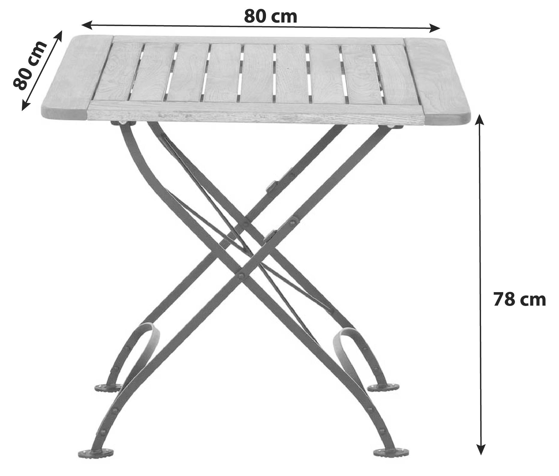 Siena Garden Gartenklapptisch ca.80x80x78cm Robinie - Robinienfarben/Schwarz, KONVENTIONELL, Holz/Metall (80/80/78cm) - Siena Garden