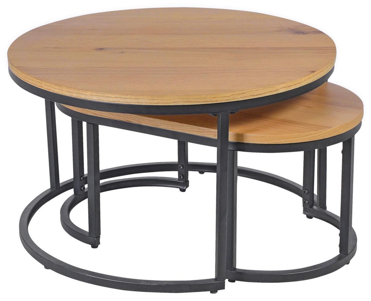 ZESTAW STOLIKÓW KAWOWYCH TROPEA -EXKLUSIV- - kolor dębowy/czarny, Konventionell, materiał drewnopochodny/metal (70/70/42cm) - Stylife