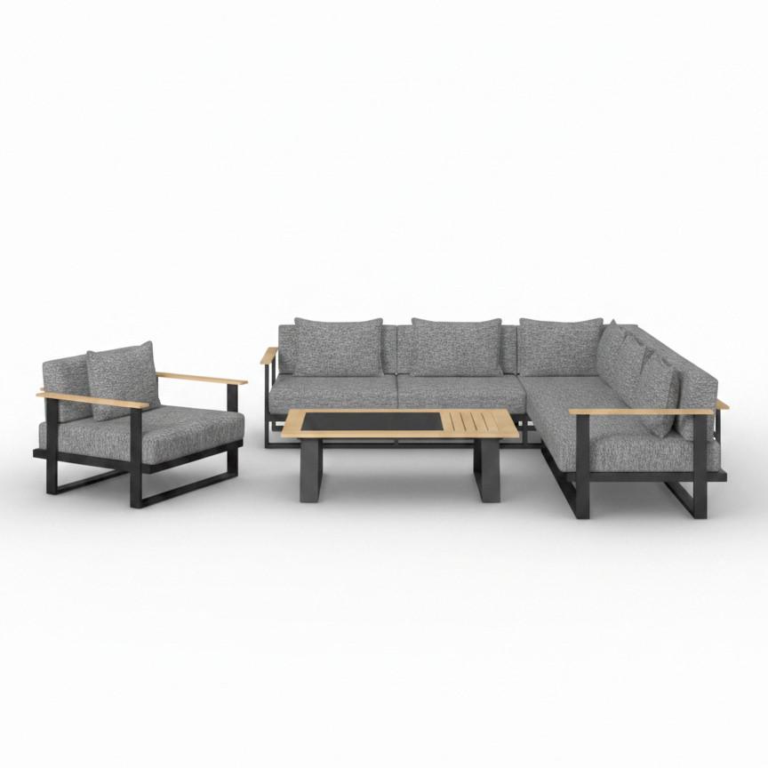 LOUNGEGRUPP FABRIZIA - grå, Modern, metall/trä - Bessagi Garden