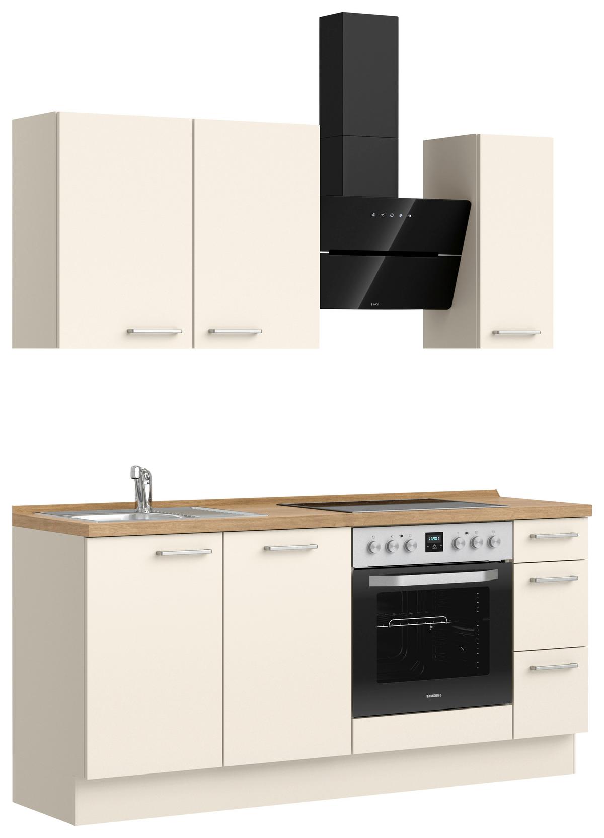 Küchenblock Touch High m. Geräten Magnolie - Edelstahlfarben/Eichefarben, MODERN, Holzwerkstoff/Metall (180cm) - Nobilia