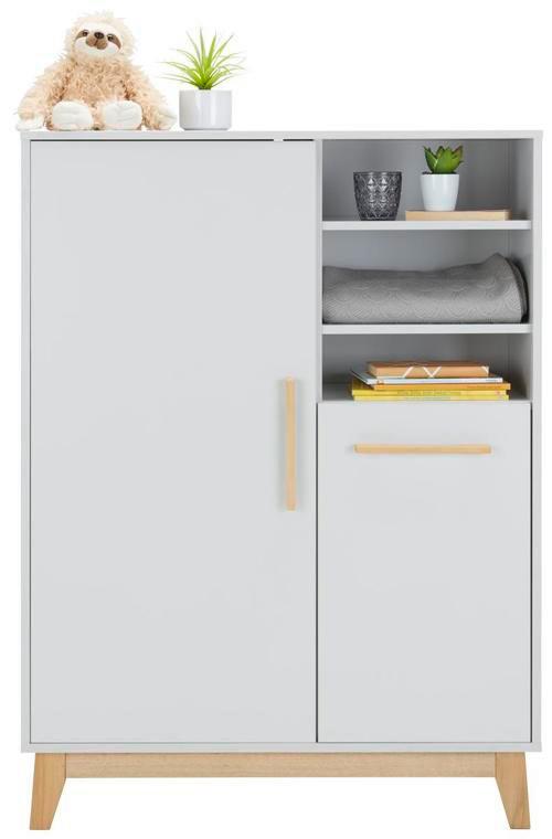 Highboard in Hellgrau - Buchefarben/Hellgrau, Modern, Holzwerkstoff (93/130/40cm) - Roba