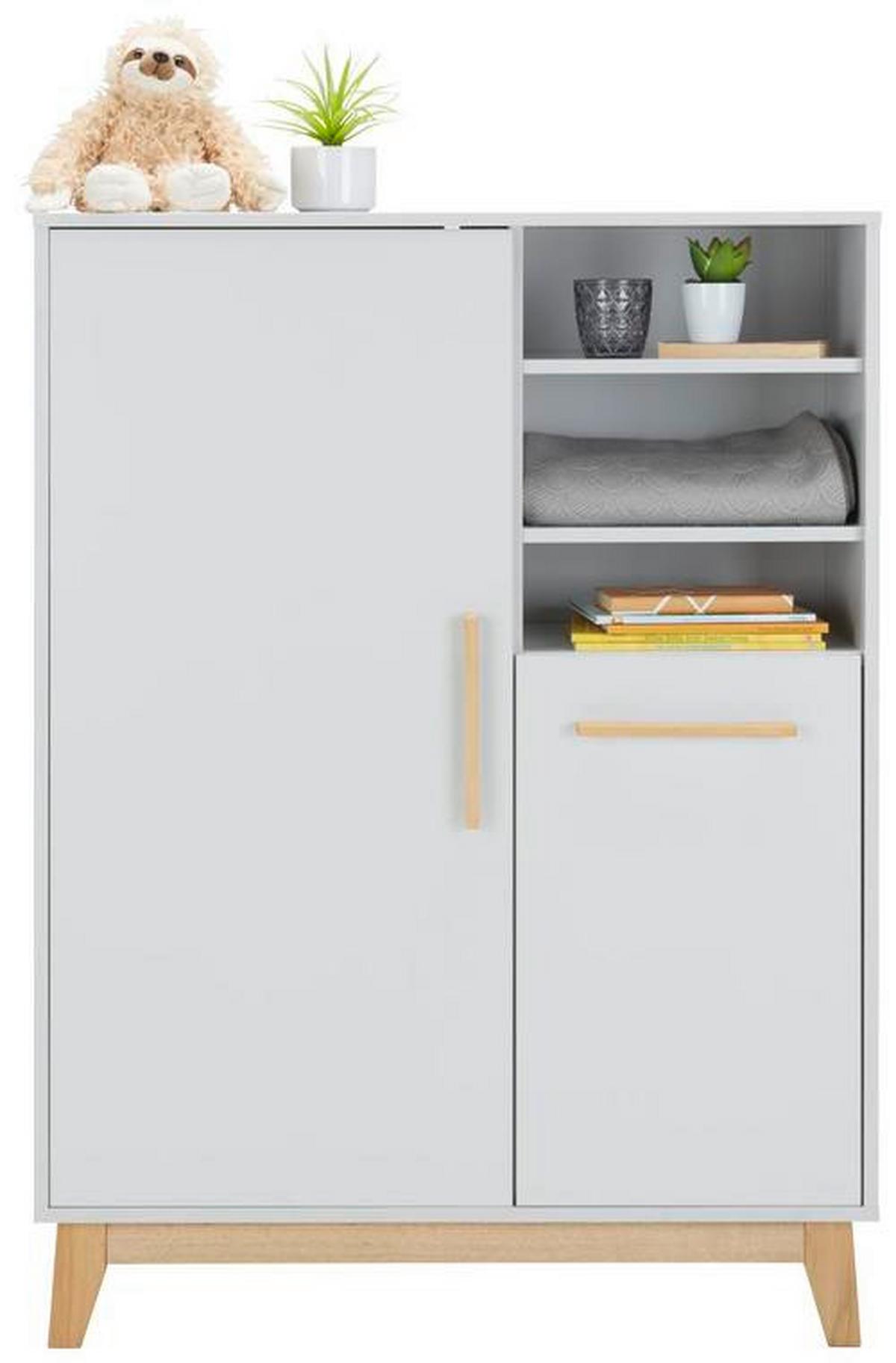 Highboard in Hellgrau - Buchefarben/Hellgrau, Modern, Holzwerkstoff (93/130/40cm) - Roba