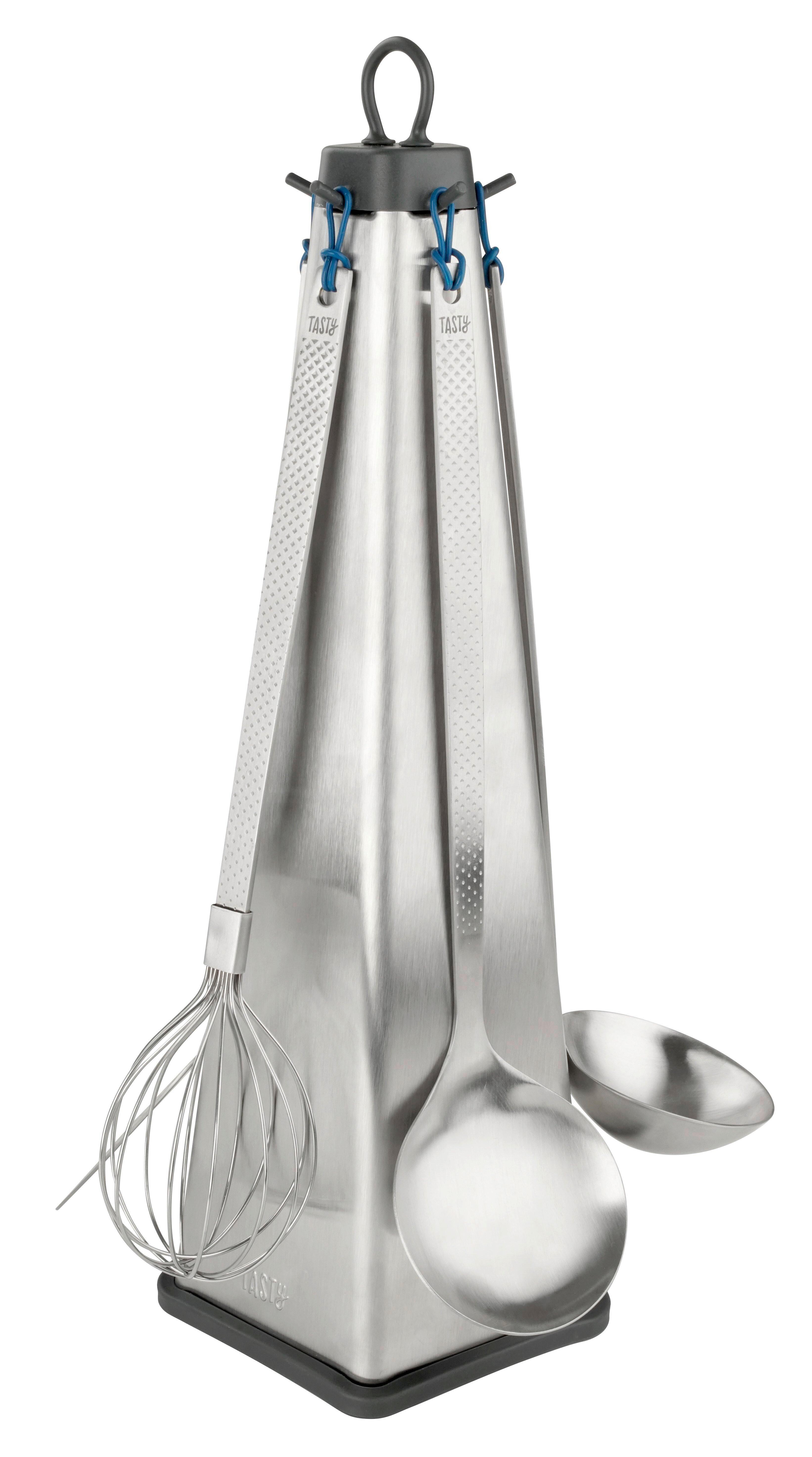 ZESTAW PRZYBORÓW KUCHENNYCH 678951 - kolor srebrny/niebieski, Basics, metal (40/18/14cm) - Fackelmann