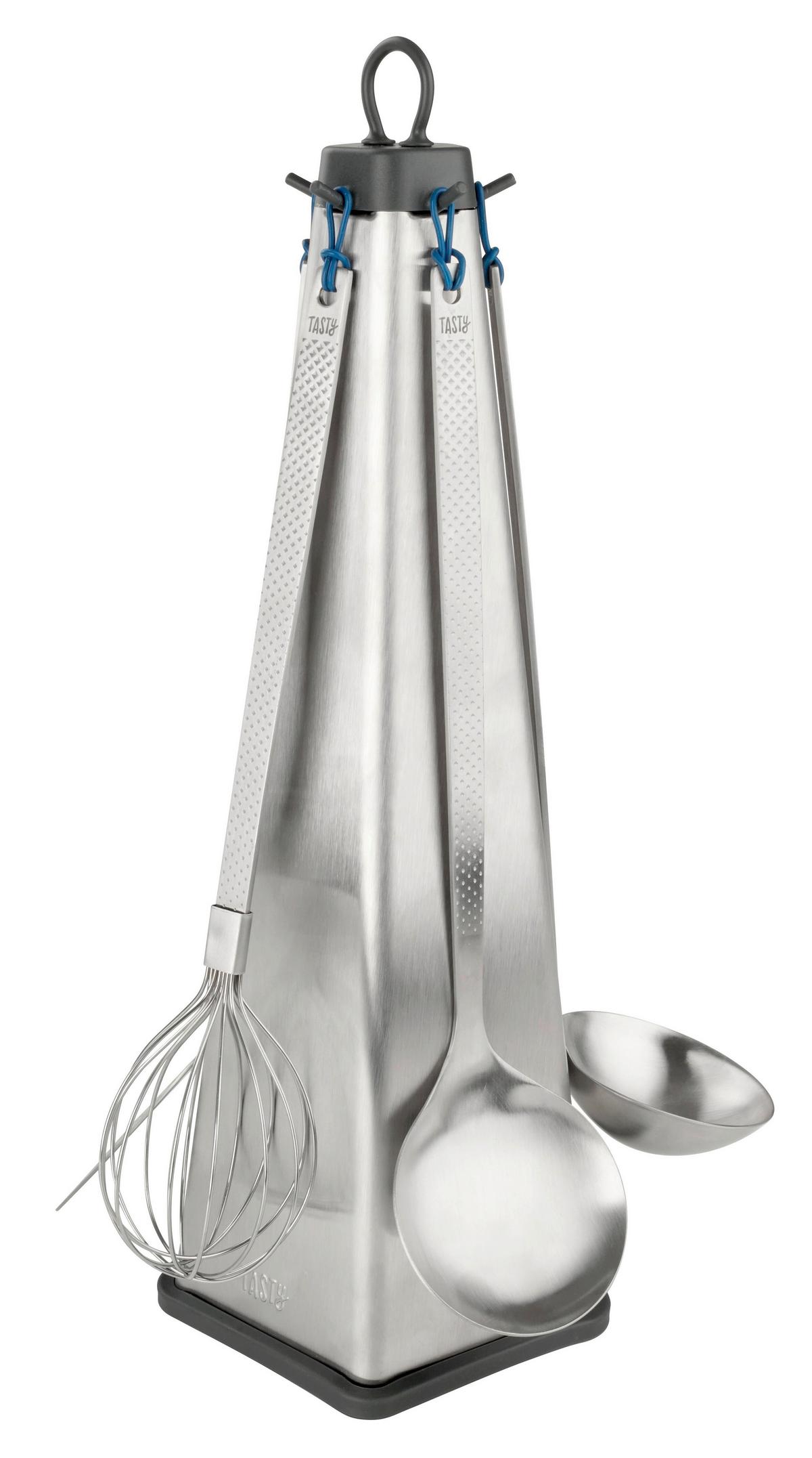 ZESTAW PRZYBORÓW KUCHENNYCH 678951 - kolor srebrny/niebieski, Basics, metal (40/18/14cm) - Fackelmann