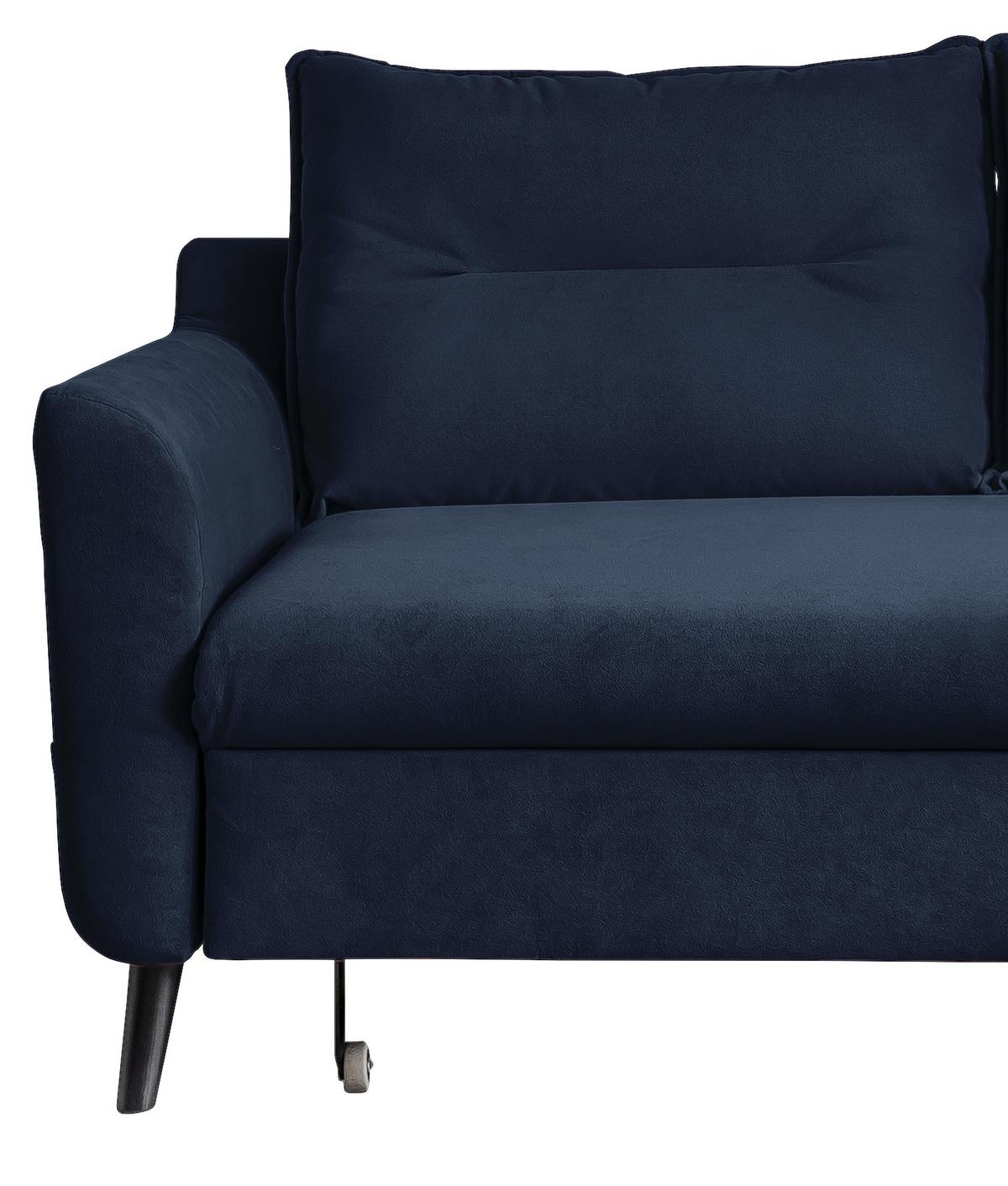 Eckschlafsofa in Dunkelblau ´STYLISH STAN DUNKELBLAU´ - Schwarz/Dunkelblau, Basics, Holz/Textil (230/150cm) - MID.YOU