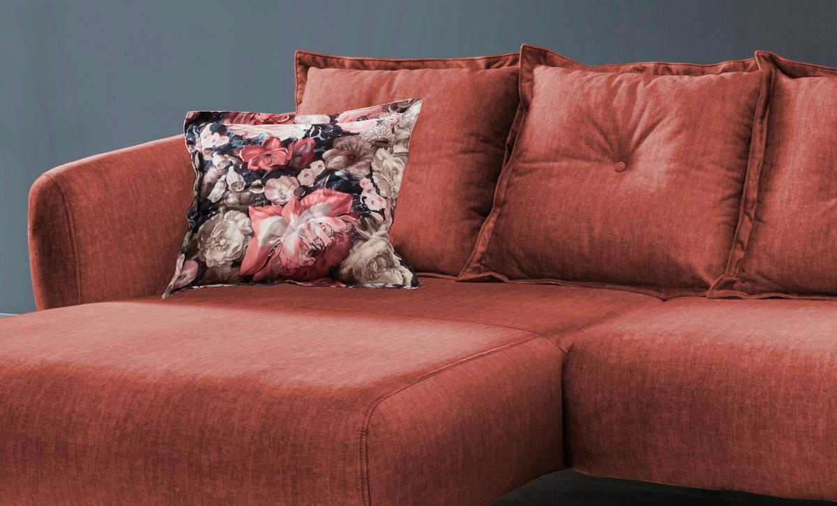 Wohnlandschaft Baggio Koralle Velours - Koralle/Multicolor, MODERN, Holz/Textil (162/277cm) - Livetastic