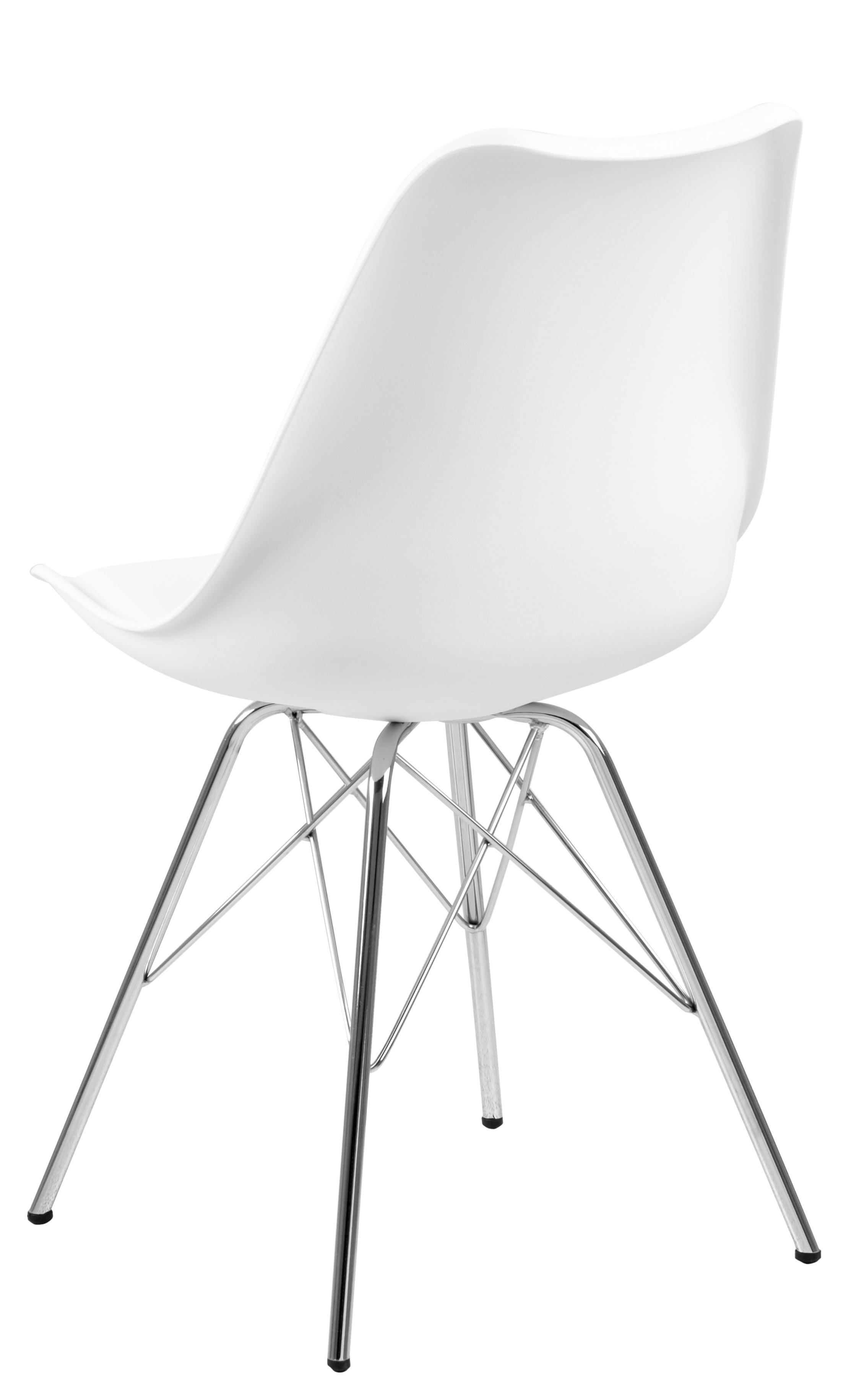 KRZESŁO ERIS - biały/kolor chromowy, Trend, tworzywo sztuczne/metal (48,5/85,5/54cm) - Carryhome