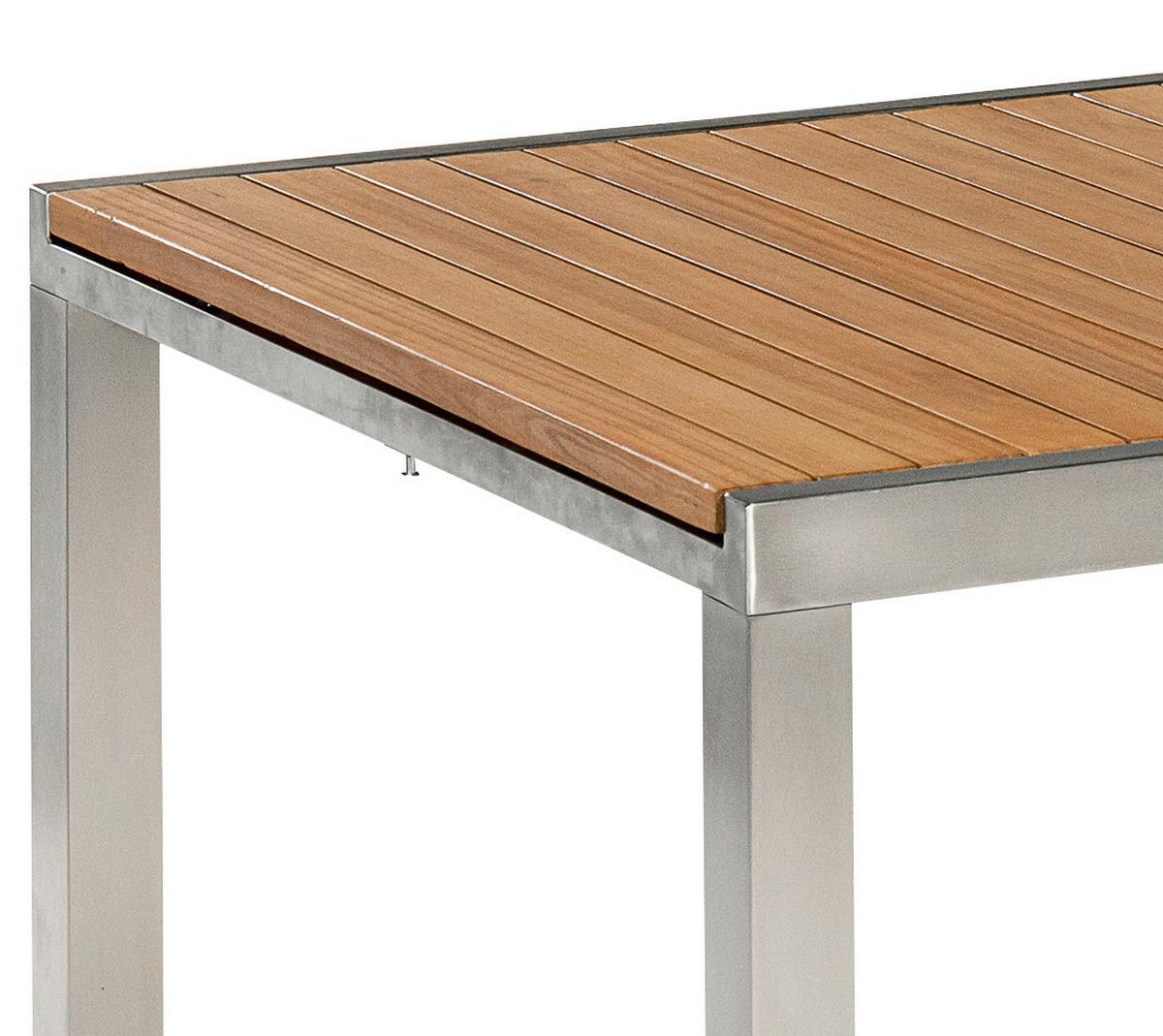 Vrtna Miza Keros, Jeklo, Masiven Les, 150x80 - srebrne barve/barve akacije, Konvencionalno, kovina/les (150/80/74cm) - Gardenson