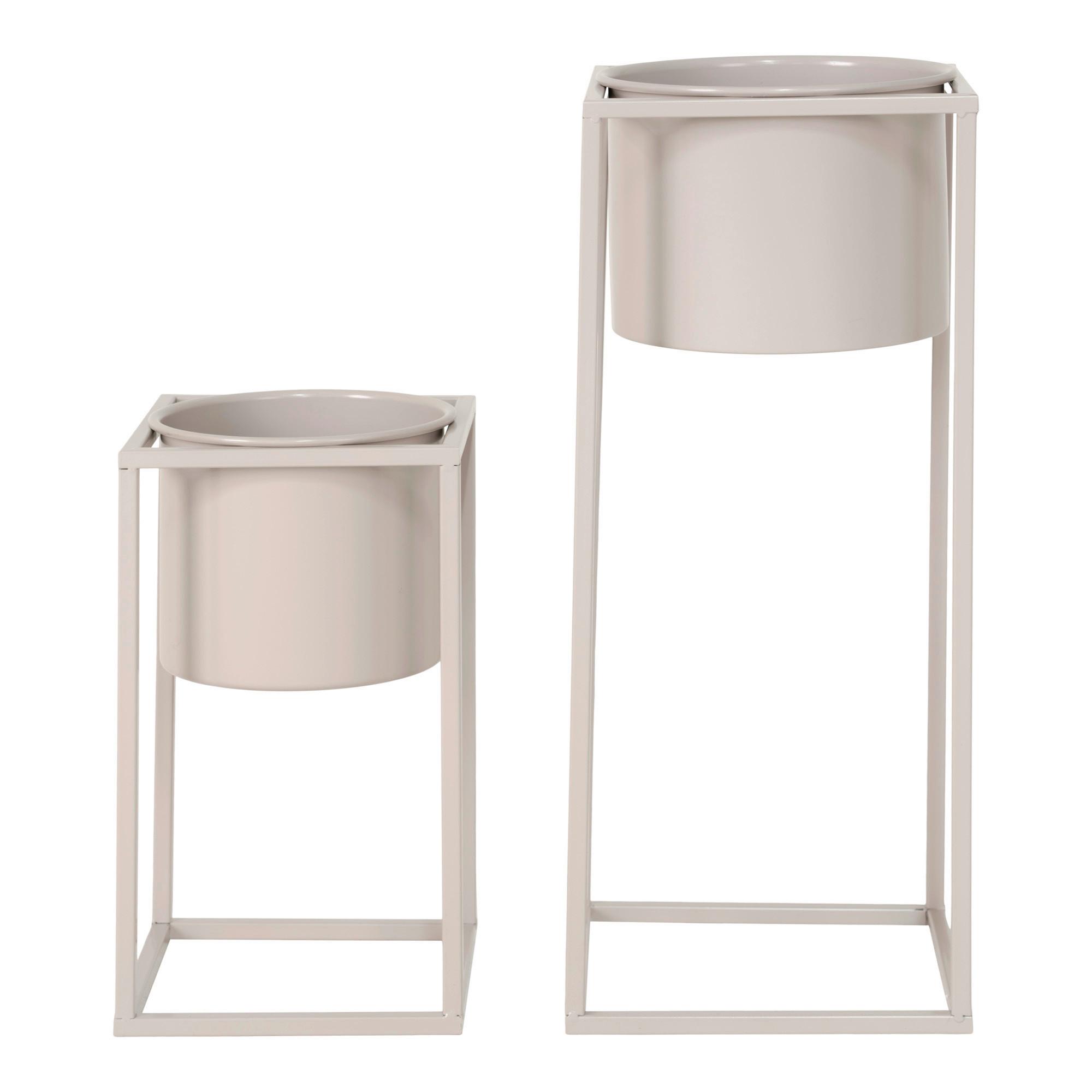 Übertopf-Set Marla Flowerpots Beige, 2-teilig - Beige, Design, Metall