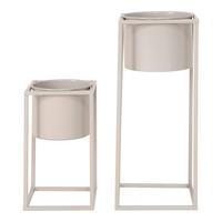 Übertopf-Set Marla Flowerpots Beige, 2-teilig - Beige, Design, Metall