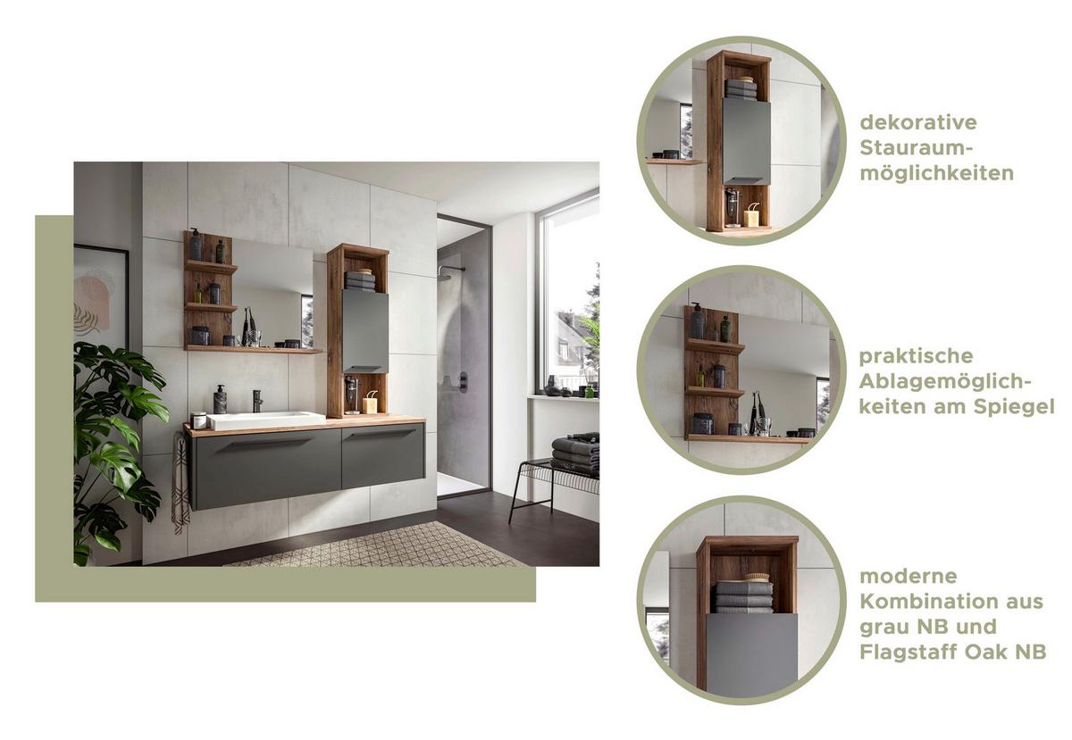 Midischrank Ramon ca. 35x112 cm Eiche/Grau - MODERN, Holzwerkstoff/Kunststoff (35/112/25cm) - MID.YOU