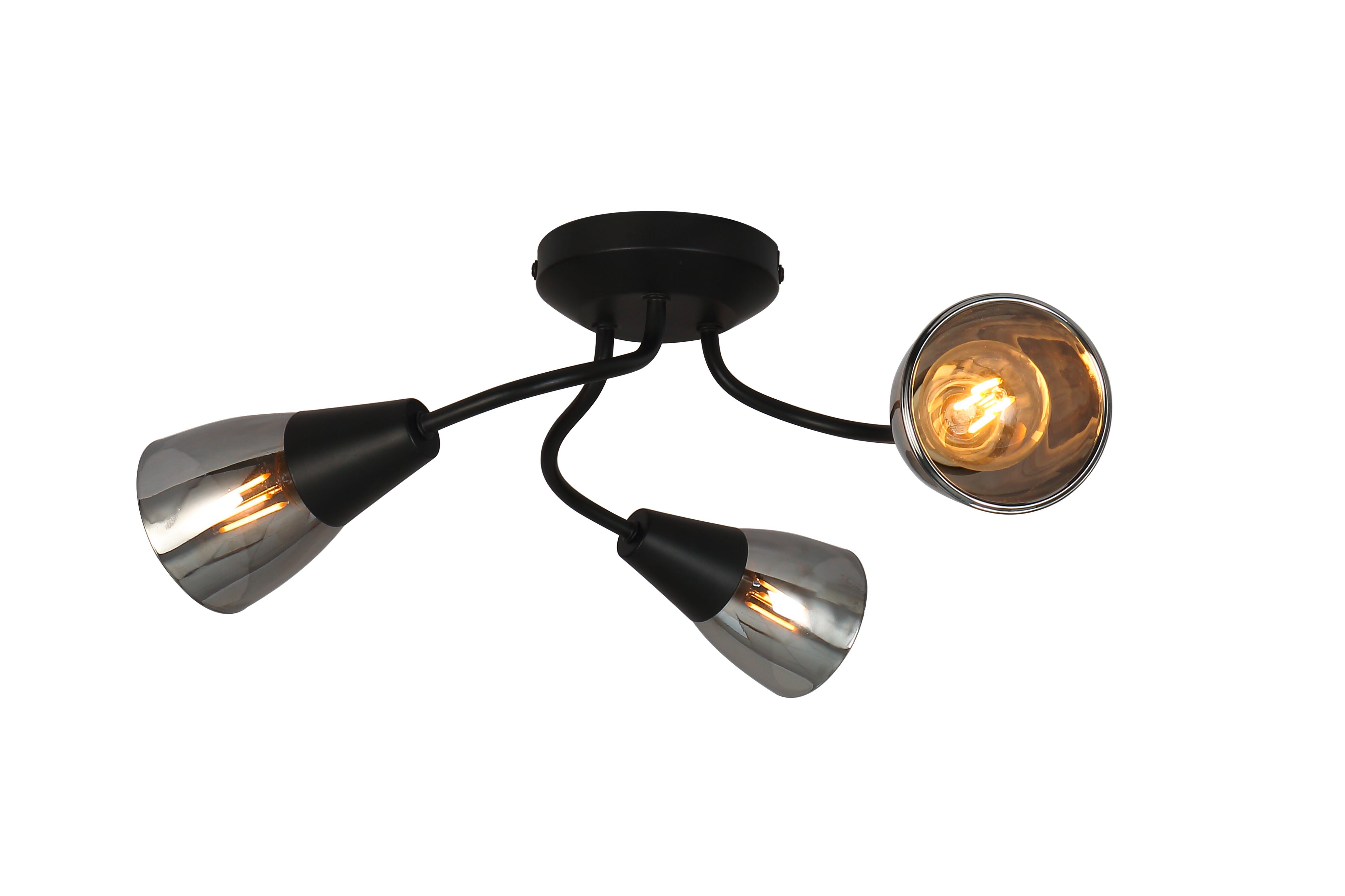 Plafonieră Opak - negru, Modern, sticlă/metal (42/15cm) - Modern Living