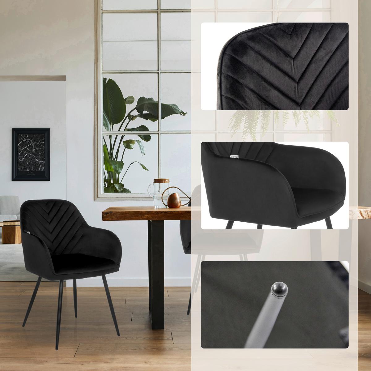 Naslanjač Charvelle, Črna - črna, Moderno, kovina/tekstil (55/86/58cm) - MID.YOU