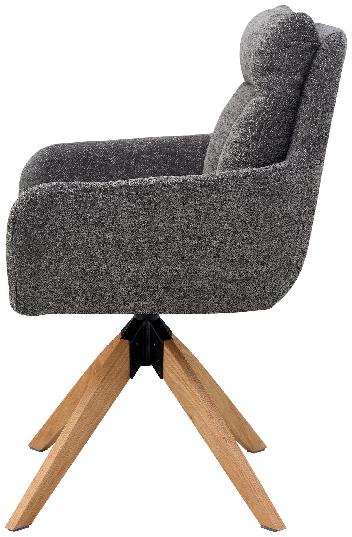 KRZESŁO Z PODŁOKIETNIKAMI MALIK - kolor naturalny/szary, Konventionell, metal/drewno (59/92/63cm) - Livetastic