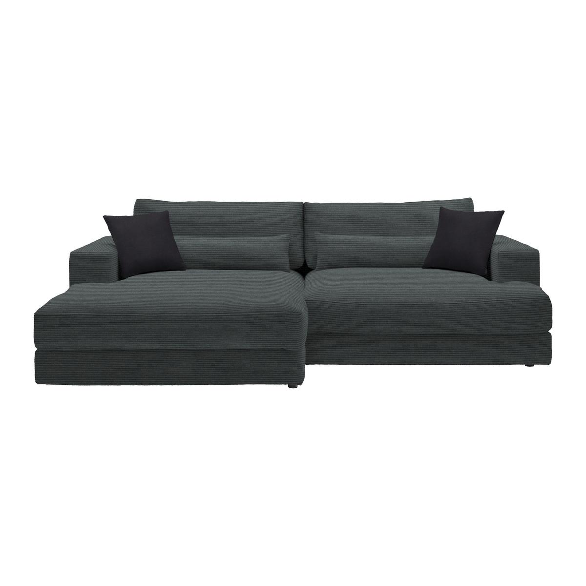 Ecksofa Fabiona links Graphitfarben - Graphitfarben/Schwarz, MODERN, Holz/Kunststoff (194/85/268cm) - Premium Living