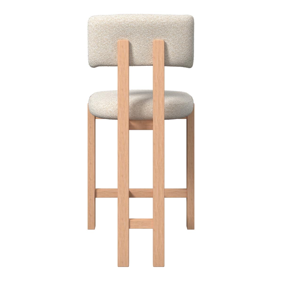 Barhocker Jonna Creme Bouclé Gepolstert - Creme/Naturfarben, MODERN, Holz/Textil (51/102/54cm) - Bessagi Home